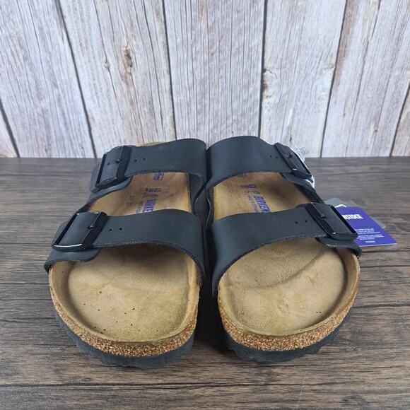 Birkenstock Arizona Soft Footbed Black Leather Duel Strap Men\'s Sz 10 (NWT) main image 5